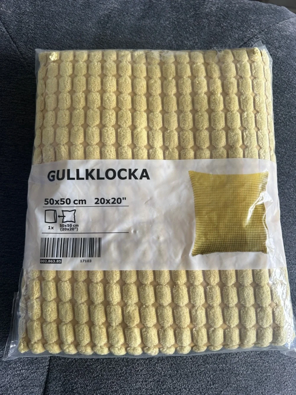 🆕 IKEA 20x20’’ GULLKLOCKA Waffle Textured Yellow Throw Pillow Cover